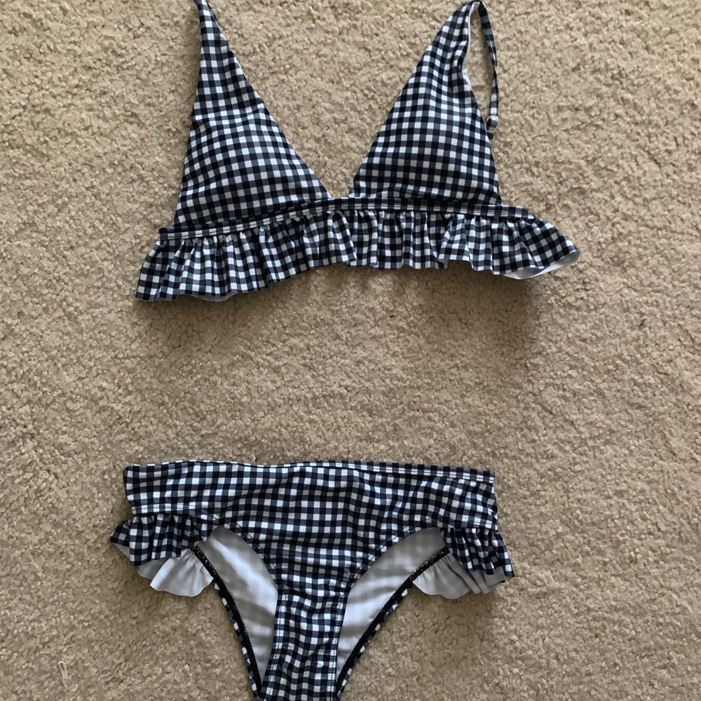 Checkered Frilly Bikini Set